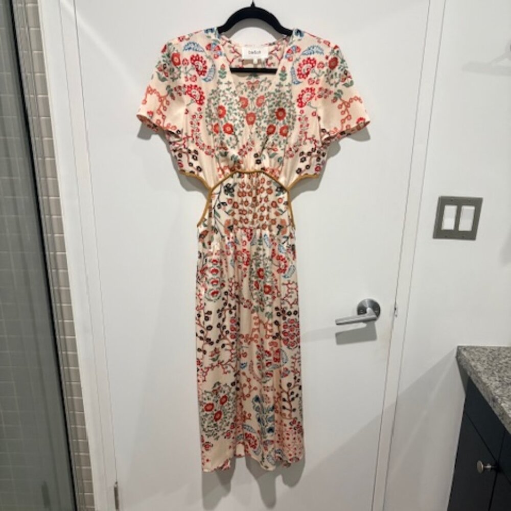 BA&SH Giana Botanical Cutout Midi Dress - Size M
